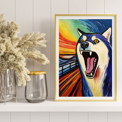 【The Scream Dog - シベリアンハスキー犬 No.1】ムンク 叫び 犬の絵画 犬のイラスト 8枚目の画像