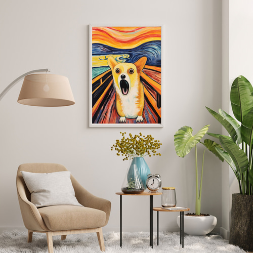 愛犬こたろーとムンクの雄叫びの絵 The Scream Dog - ジャーマンシェパード犬 No.2】ムンク 叫び 犬