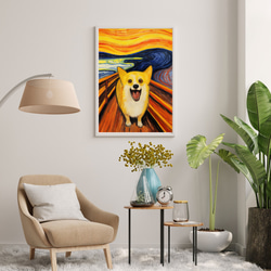 【The Scream Dog - ウェルシュコーギー犬 No.3】ムンク 叫び 犬の絵画 犬のイラスト 7枚目の画像