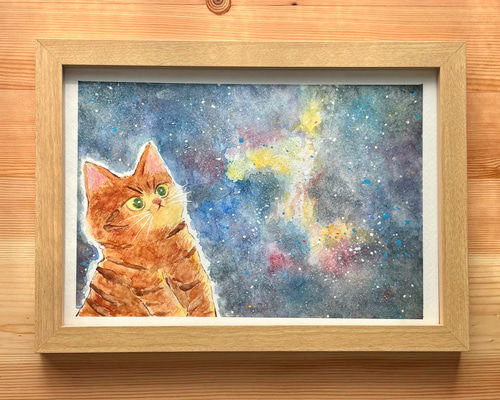 No.009 ちょいぽちゃ宇宙猫 絵画 Nakamurart 通販 17209704