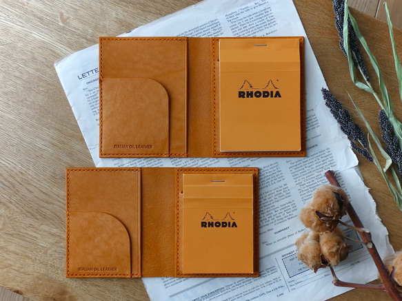 イタリア革のメモ帳カバー／ブロックロディアNo.12専用／オレンジ 14枚目の画像