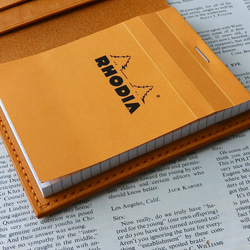 イタリア革のメモ帳カバー／ブロックロディアNo.12専用／オレンジ 5枚目の画像