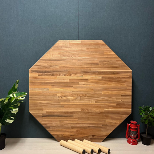 送料無料】 ローテーブル 8角 120cm タモ ねじ込み脚 ローテーブル 