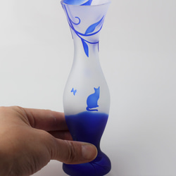 【貓玻璃】neko 花瓶 天然單花花瓶 藍色 1 個 貂皮 第4張的照片
