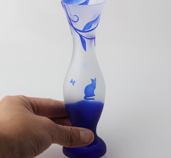 【貓玻璃】neko 花瓶 天然單花花瓶 藍色 1 個 貂皮 第4張的照片