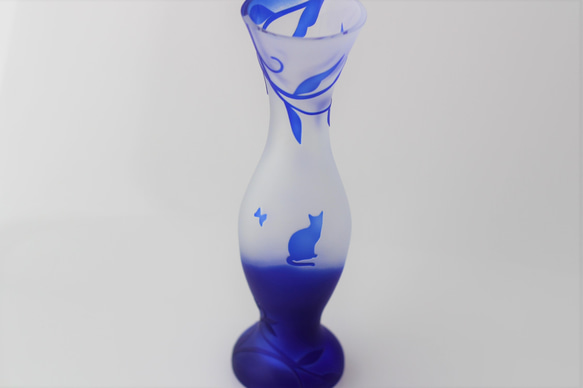 【貓玻璃】neko 花瓶 天然單花花瓶 藍色 1 個 貂皮 第3張的照片