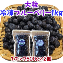 【大粒】冷凍ブルーベリー １ｋｇ（フリーザーパック500ｇ×2個）★生食果実★完熟★甘い★天然スィーツ★デザート 1枚目の画像