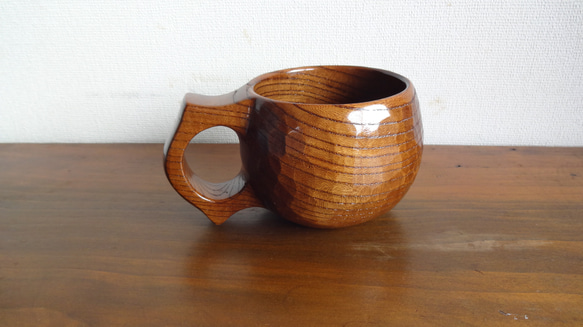 　神代ケヤキの一木彫りコーヒーカップ　 1枚目の画像