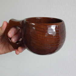 　神代ケヤキの一木彫りコーヒーカップ　 4枚目の画像