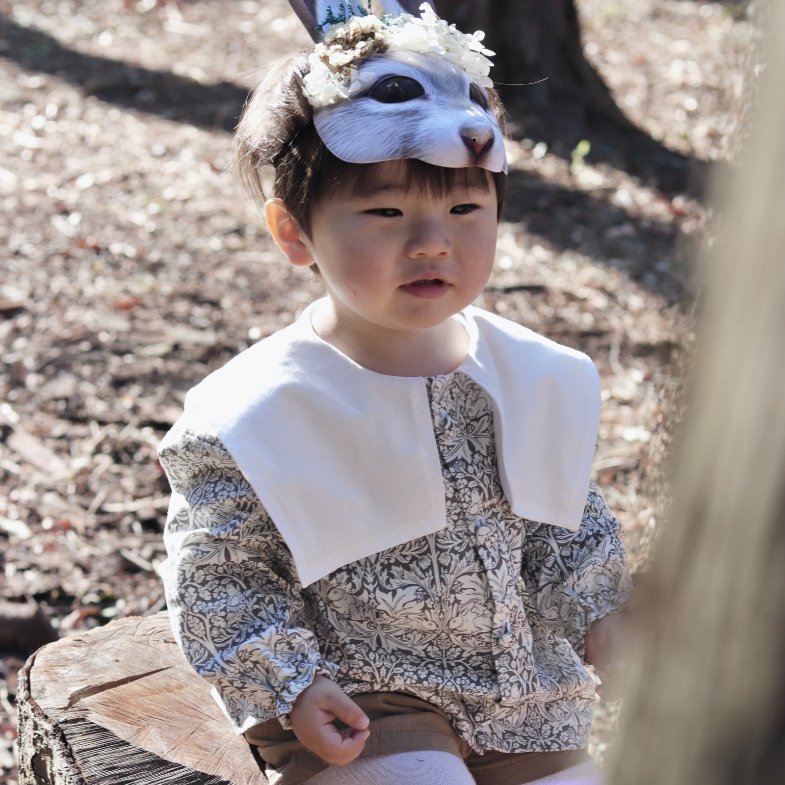 【2026年3月まで】Kids “Catch me”うさ耳セーラーシャツ/イースター/ウィリアムモリス生地使用/