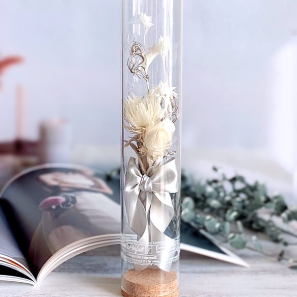 ギフトラッピング無料】ボトルフラワー ロング / 白 / 結婚祝 誕生日