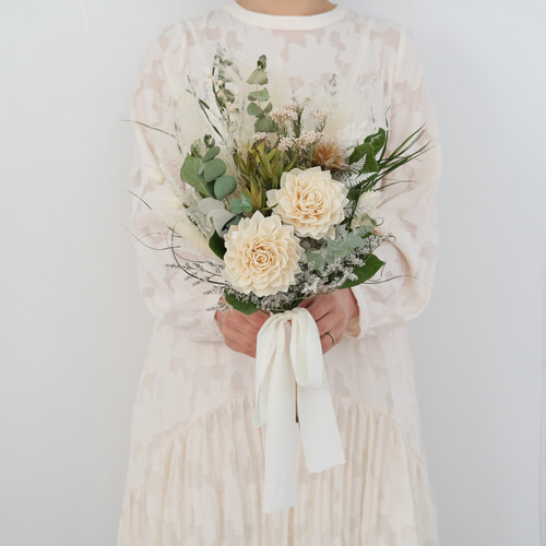 ナチュラルなダリアのドライフラワーブーケ＊ウェディングブーケ＊前