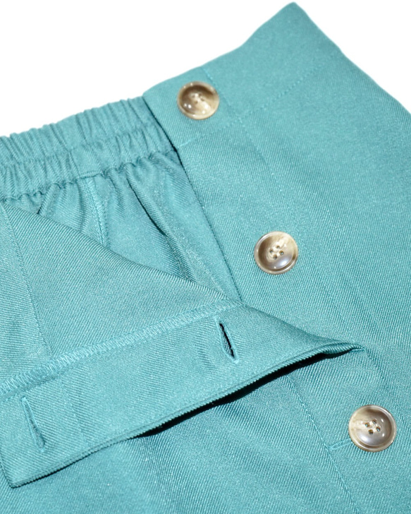 Button Design H-Line Skirt（green） ロングスカート ブルー 青 ガーリー 6枚目の画像