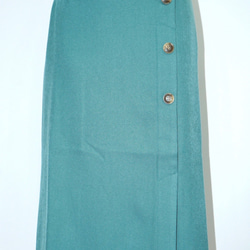 Button Design H-Line Skirt（green） ロングスカート ブルー 青 ガーリー 7枚目の画像