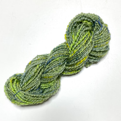 手紡ぎ毛糸〜 双糸 渋めのグリーン　50g　Y-8 4枚目の画像