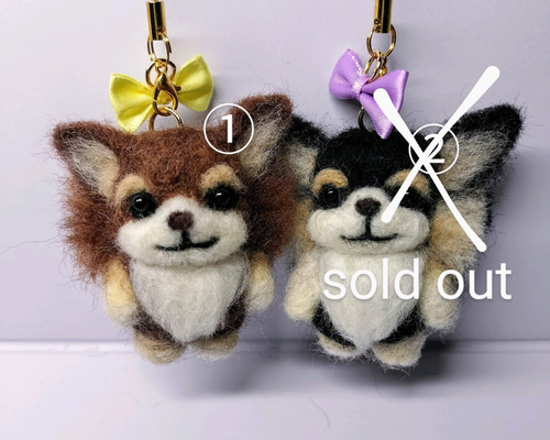 再販】羊毛フェルト チワワチョコタン チワワブラックタンホワイト