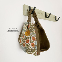 ⭐️残り1点⭐️おしゃれな ウィリアムモリス メドー x リネン モスグリーン 花柄 ターバン ヘアバンド 2枚目の画像