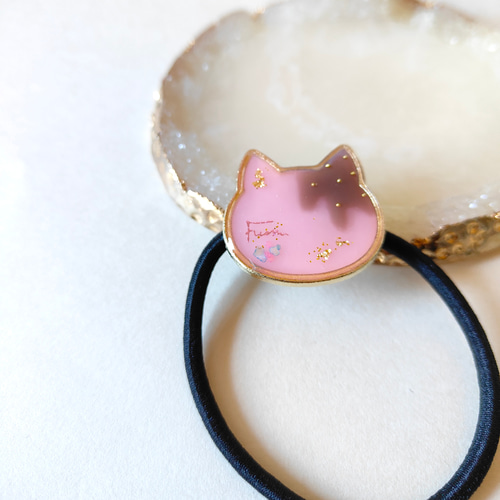 1-25】いちご×チョコにゃんこヘアゴム♡ レジン チョコレート