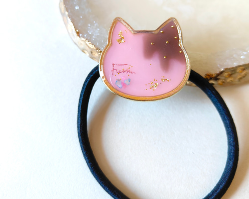 1-25】いちご×チョコにゃんこヘアゴム♡ レジン チョコレート