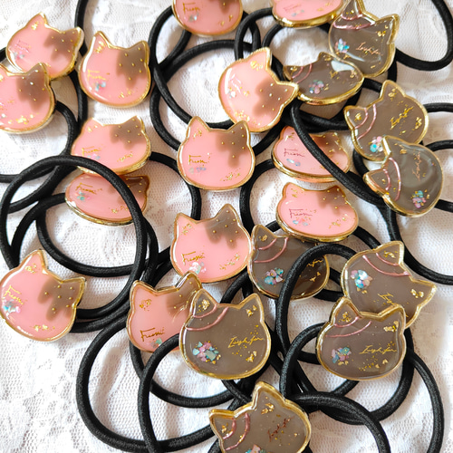 1-25】いちご×チョコにゃんこヘアゴム♡ レジン チョコレート
