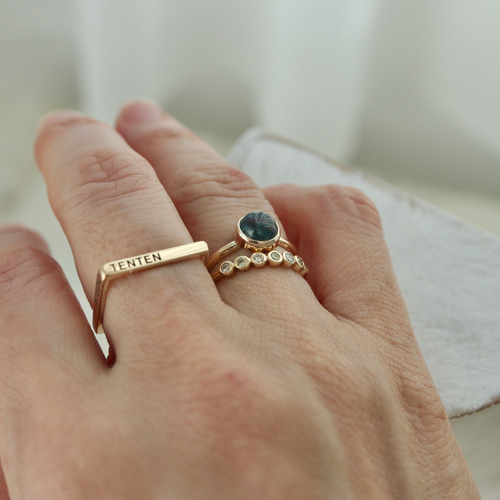 K10[人魚のmoss aquamarine]ring モスアクアマリン 指輪・リング