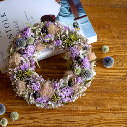 アジサイリース 〜スターチス＆ルリタマアザミ〜 リース atelier