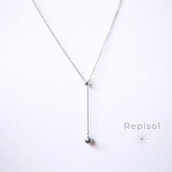 Y 字 ネックレス ロング メタルボール スライドボール Silver