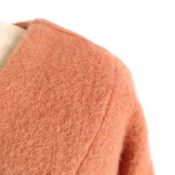 再販！× 2  軽くて温かくて柔らかな起毛ウールのプルオーバー  ナッピング起毛  オレンジベージュ 13枚目の画像