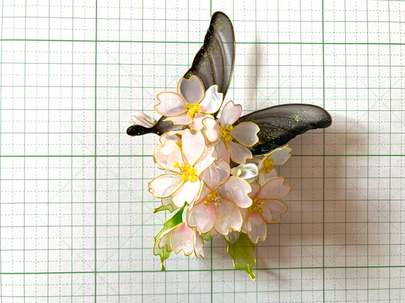 蝶と桜のクリップ付きコサージュ 12枚目の画像