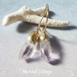 ☆2月誕生石☆ *14kgf*Amethyst Kintsugi Gold Hoop アメジストの金継ぎフープピアス　槌 1枚目の画像