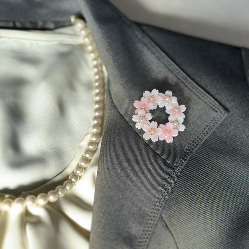 桜さくら】リースブローチ 桜ハンドメイド2025 桜2025 春限定 桜さくら】リースブローチ 桜ハンドメイド2025 桜2025 春限定