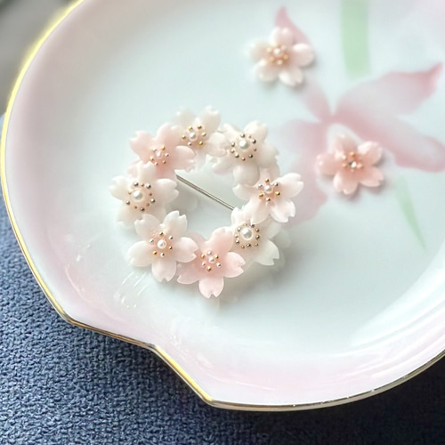 桜さくら】リースブローチ 桜ハンドメイド2025 桜2025 春限定 桜さくら】リースブローチ 桜ハンドメイド2025 桜2025 春限定