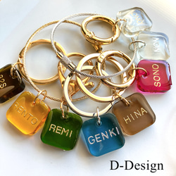 【名入れ/言葉入れ無料】クリアカラー　スクエアキーホルダー/チャーム/推し活/席札/名入れキーホルダー 1枚目の画像