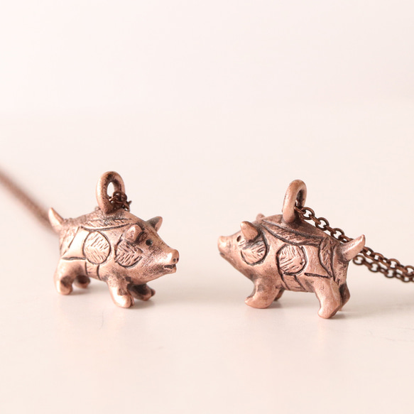 コメいのっち「猪形土製品」ネックレス　(659-894/純銅製) 6枚目の画像