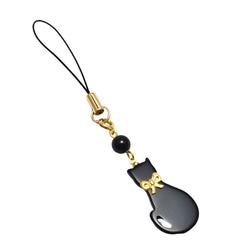 人気 黒猫 モリオン ストラップ 天然石 お守り 携帯 ストラップ ねこ 黒水晶 チャーム 3枚目の画像