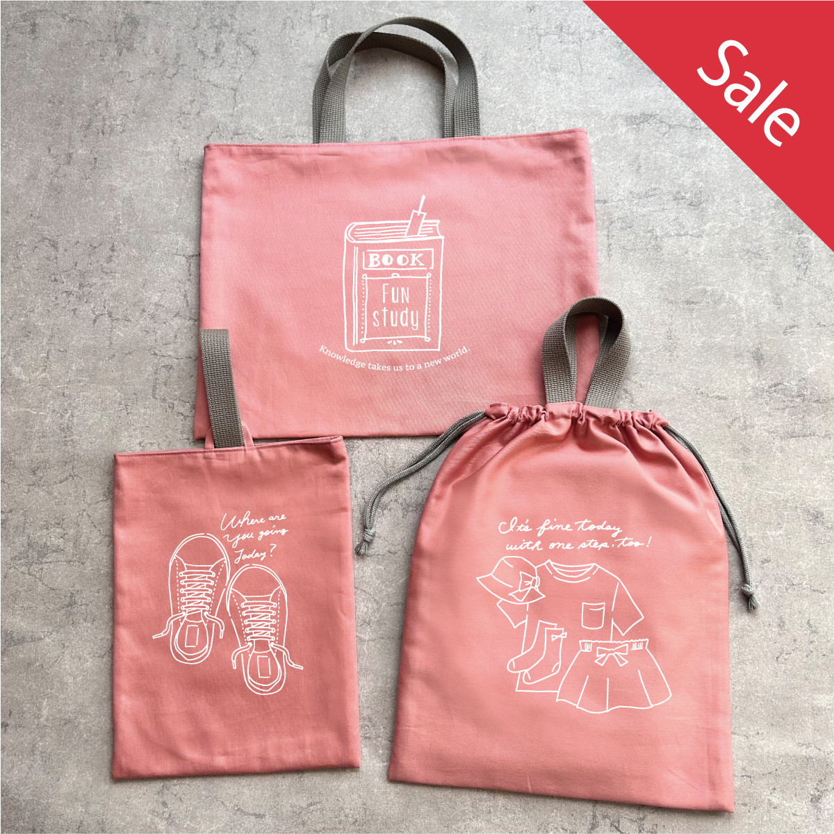 Sale！販売終了【文字オーダーOK!】入園・入学・新生活にぴったり お得入園グッズ3点セット(ピンク)