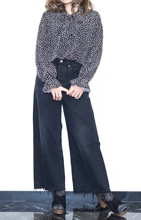 """Levi's"" WIDE STRAIGHT CRASH BLACK DENIM PANTS　パンツ