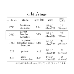 orbit no.2023【ガーネット・ハウライト・ヘマタイト】ワイヤーリング/天然石/14kgf・silver925 9枚目の画像