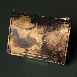 京都レザー 姫路レザー フラグメントケース 金 銀　gold silver コンパクト財布　プレゼント カードケース 3枚目の画像