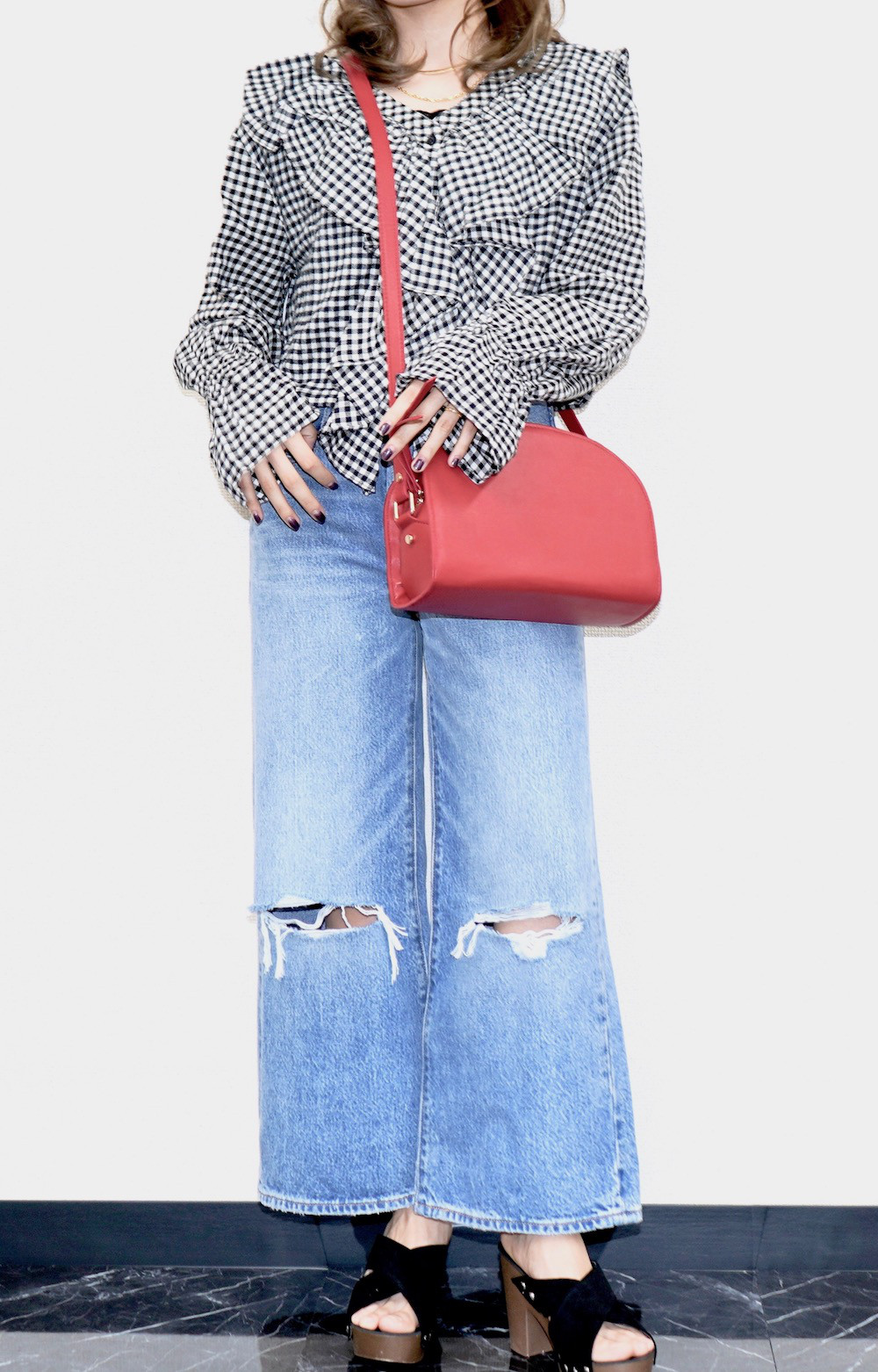 "Levi's" WIDE STRAIGHT CRASH DENIM PANTS ワイドパンツ ブルー 青