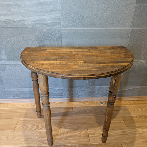 ろくろ脚のハーフラウンドテーブル 【800×500×700】 机・デスク