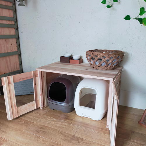 デュオトイレ 2つしまえる 猫トイレカバー ハウス・小屋 仔猫 デュオトイレ 2つしまえる 猫トイレカバー ハウス・小屋 仔猫