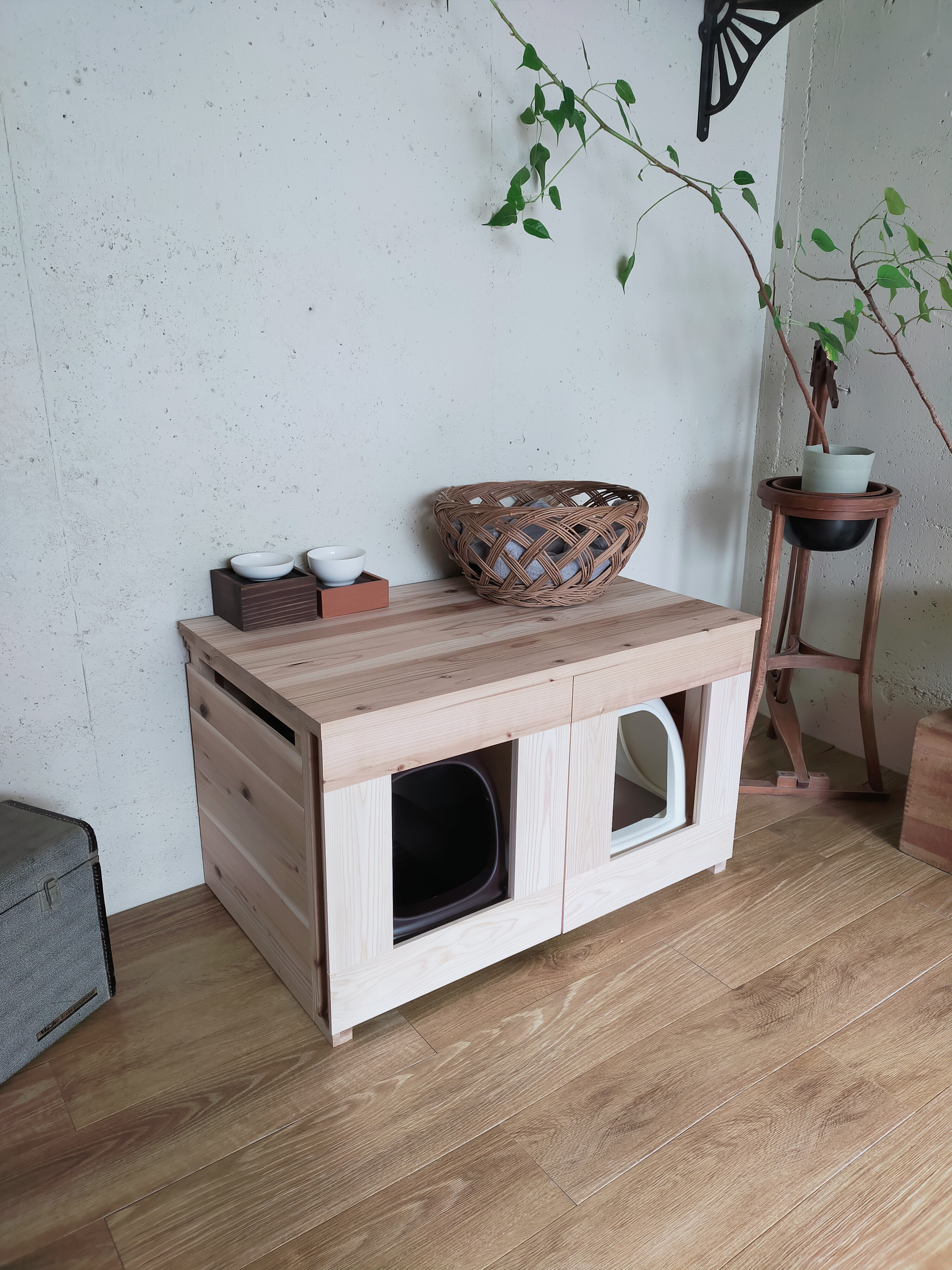 デュオトイレ 2つしまえる 猫トイレカバー ハウス・小屋 仔猫 デュオトイレ 2つしまえる 猫トイレカバー ハウス・小屋 仔猫