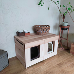 デュオトイレ 2つしまえる 猫トイレカバー ハウス・小屋 仔猫