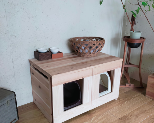 デュオトイレ 2つしまえる 猫トイレカバー ハウス・小屋 仔猫