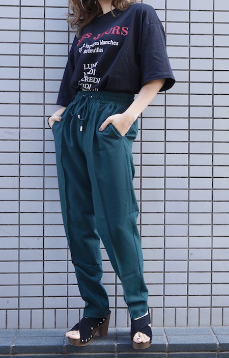 Center Press Tapered Pants (green) テーパードパンツ グリーン 緑 カジュアル