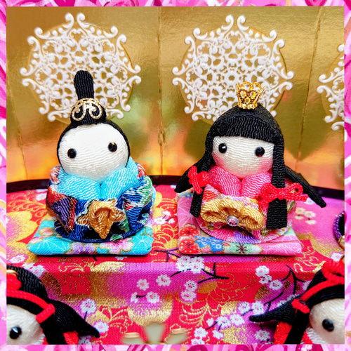 ひな祭り】小さなお内裏様とお雛様・可愛い三人官女・桜と橘【つまみ