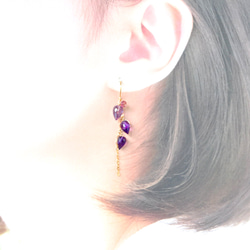 14kgf/紫水晶花蕾不對稱耳環 第4張的照片