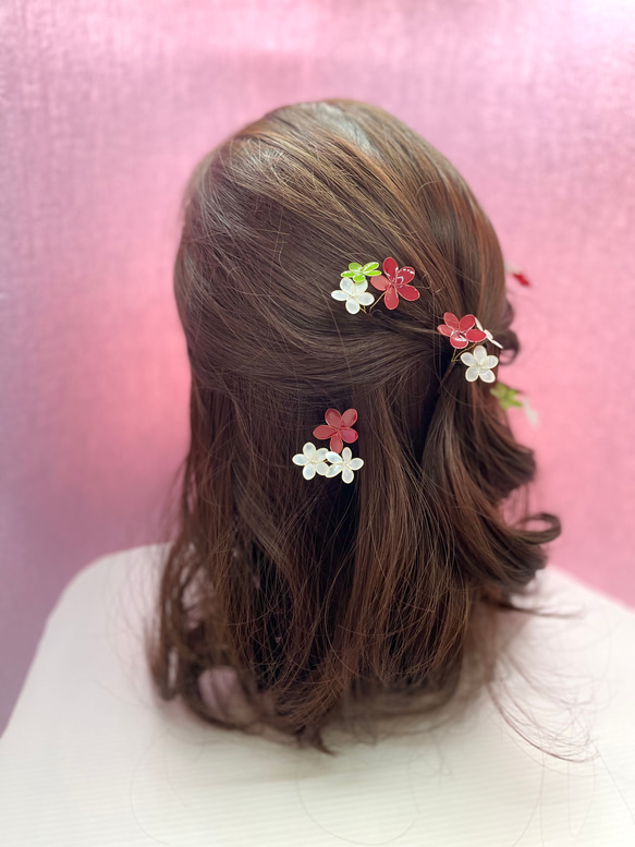 引き立て役にちょいたし　脇役　髪飾り　ヘアアクセサリー　ヘッドドレス　Uピン　（緑系） 13枚目の画像