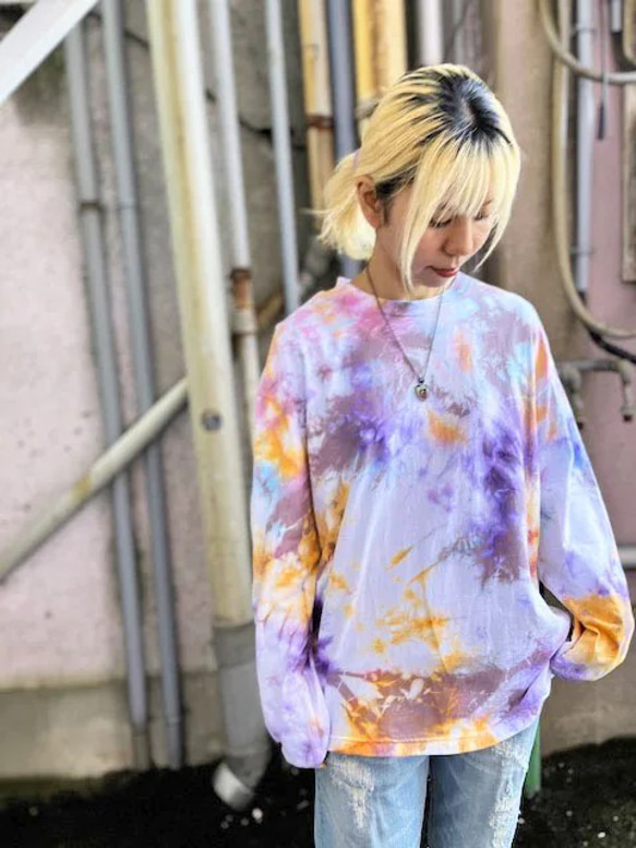 タイダイ染め ビックシルエット 長袖Ｔシャツ Lサイズ　HIPPIES DYE HD21-19 4枚目の画像